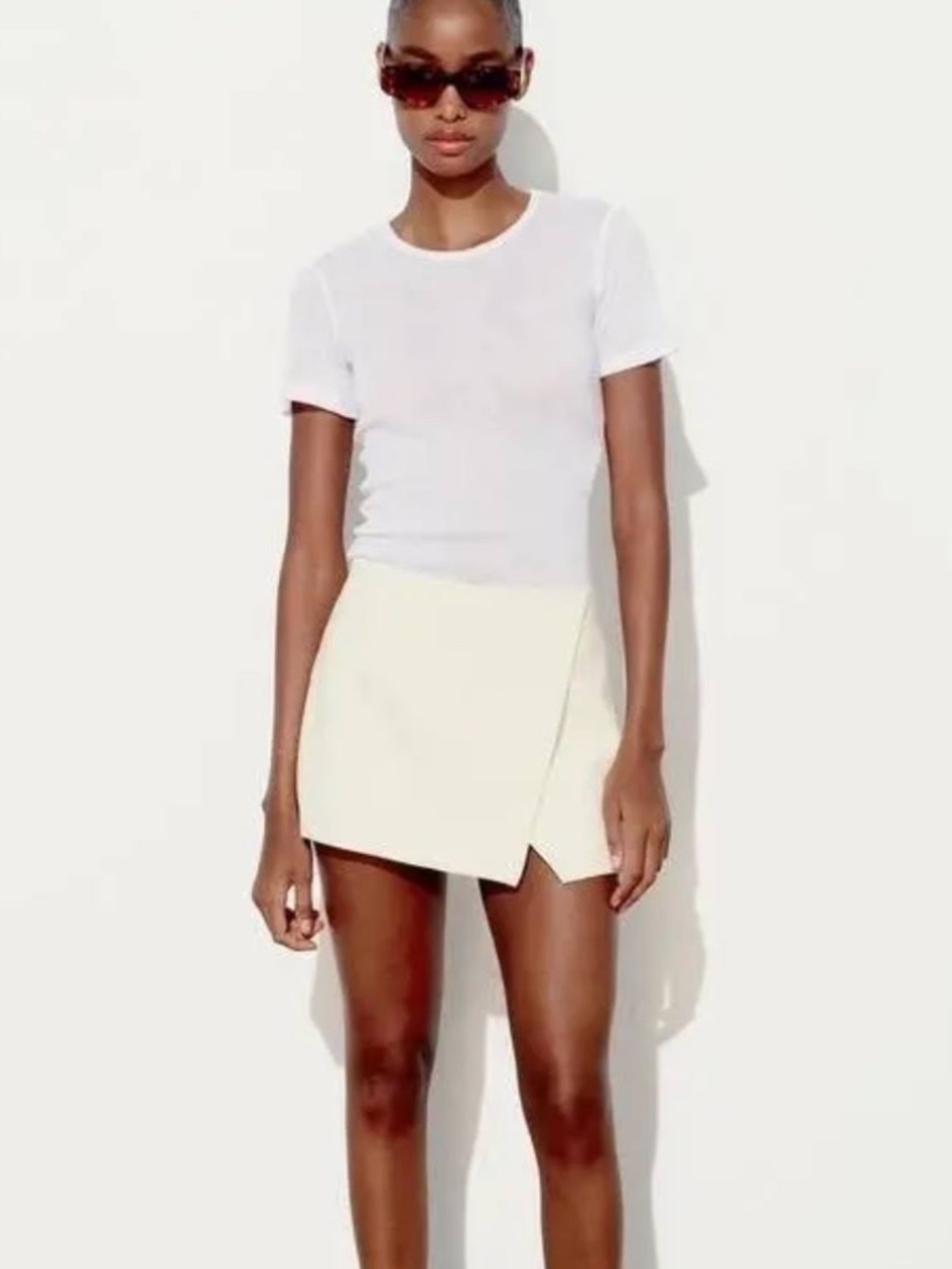 Zara Women's Asymmetric Skort - White - Size S